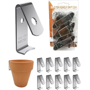 Plant Hangers Bloempot Clips Roestvrij Staal - Outdoor Muur Haak Metalen Plant Stand Houdt 5 ""tot 8"" Standaard Bloempot - 12 Pack