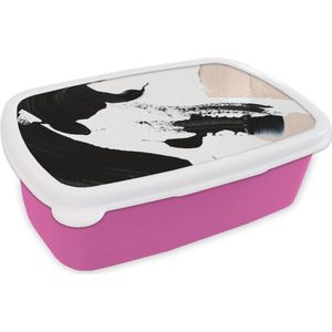 Broodtrommel Roze - Lunchbox - Brooddoos - Verf - Design - Abstract - 18x12x6 cm - Kinderen - Meisje