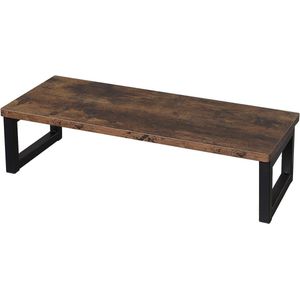 Vintage Houten Monitor Stand Houder voor PC Laptop Computer - Riser Desktop Storage Organizer Plank - Thuis of op kantoor - 55 x 23 x 14cm - Donkerbruin