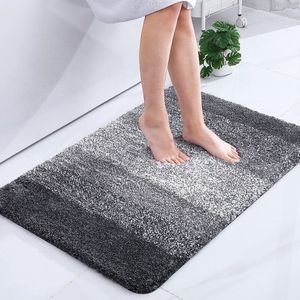 Zachte badkamertapijt, 60 x 90 cm, antislip, wasbaar, wollig, hoogpolig, badtapijt, microvezel, absorberend, badmat (grijs)