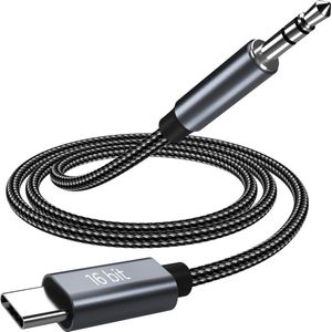 MMOBIEL USB-C naar 3.5mm Audio Aux Jack Kabel – 16 Bit Type-C naar Aux Hoofdtelefoon Mannelijke Stereokabel Kabel – Geschikt voor iPhone 15 Series, iPad Pro, Samsung Galaxy S24 S23 S22 etc. - 1m