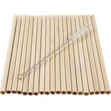 20x Bamboe rietjes 20 cm met borsteltje - Herbruikbare milieuvriendelijke rietjes - Bamboe drinkrietjes - Feest benodigdheden