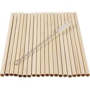 20x Bamboe rietjes 20 cm met borsteltje - Herbruikbare milieuvriendelijke rietjes - Bamboe drinkrietjes - Feest benodigdheden