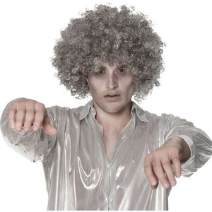 Boland - Pruik Ghost Groove Grijs - Afro - Kort - Unisex - Spook - Halloween en Horror