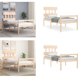 vidaXL Bedframe met hoofdbord massief hout 2FT6 Small Single - Seniorenbed - Seniorenbedden - Senioren Bed - Bedframe