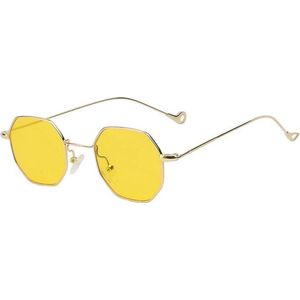 KIMU bril gele glazen octagonal - nachtbril achthoekige glazen goud