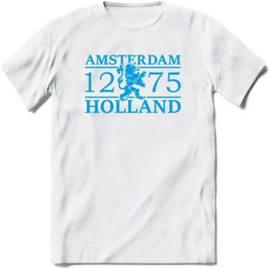 Amsterdam T-Shirt | Souvenirs Holland Kleding | Dames / Heren / Unisex Koningsdag shirt | Grappig Nederland Fiets Land Cadeau | - Wit - M