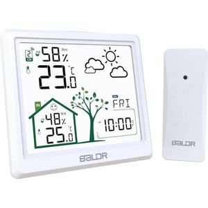 Draadloos Weerstation met Digitale Klok en Alarm - Thermometer, Hygrometer en Barometer voor Binnen en Buiten