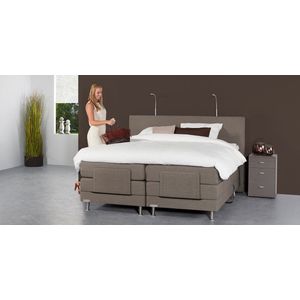 Boxspring 180x200 - Caresse Silver 4700 - Elektrisch - Meegestoffeerde Pocket Matrassen - Incl. 520 Topper - Urban Light Grey