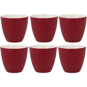 6x GreenGate Beker (Latte Cup) Alice claret red 300 ml - Ø 10 cm