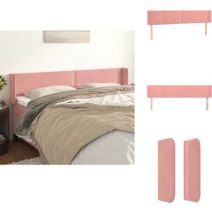 vidaXL Hoofdbord - Hoofdborden - Hoofdeinde - Houten Hoofdbord - Hoofdbord met randen 163x16x78/88 cm fluweel roze