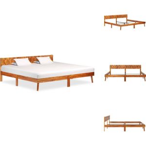 vidaXL Bedframe Sheeshamhout - Vintage - 205x205x73 cm - Staal - Geschikt voor 200x200 cm matras - Geen matras inbegrepen - Montage vereist - Bed