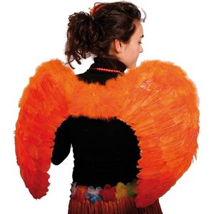 Konings Dag Verkleed Kleding Folat BV. - Kingsday Orange Wings 80x56cm - Speciaal voor Koningsdag Oranje Vleugels met Veren 80x56 cm - Groot - Orange
