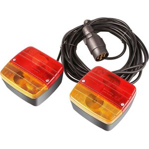 2Pcs Trailer Lichten Achterlichten Met Magnetische Voet Verlichting Remlicht