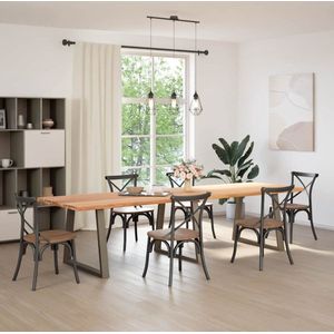 vidaXL Eettafel - Eettafels - Eetkamertafel - Keukentafel - Eettafel met natuurlijke rand 320x100x74 cm massief eikenhout