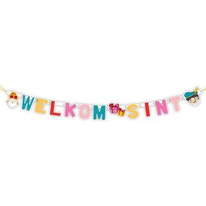 Kartonnen letterslinger 'Welkom Sint' Sinterklaas decoratie versiering - Multicolor