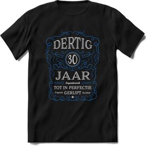 30 Jaar Legendarisch Gerijpt T-Shirt | Blauw - Grijs | Grappig Verjaardag en Feest Cadeau Shirt | Dames - Heren - Unisex | Tshirt Kleding Kado | - Zwart - XXL