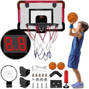 Indoor mini-basketbalkorf voor kinderen en volwassenen - inclusief 2 basketbal en opblaaspomp - met displaybord