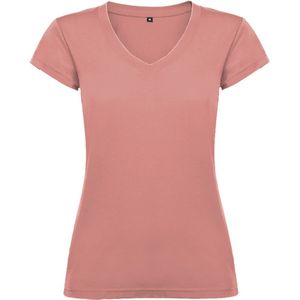 Dames V-hals getailleerd t-shirt model Victoria Klei Oranje maat 2XL