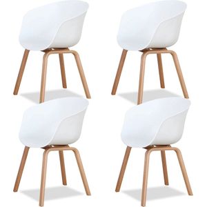 Brivia Moderne Stoelen - Eetkamer stoelen - Kuipstoel - Europese En Amerikaanse Stijl - Comfortabele Zitting - Ergonomisch - Set Van 4 - Wit