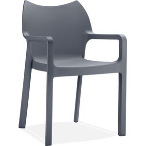Alterego Design terrasstoel 'VIVA' uit donkergrijze kunststof