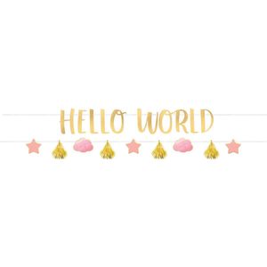 Amscan Letterslinger 'hello World' 177 Cm Karton Roze/goud