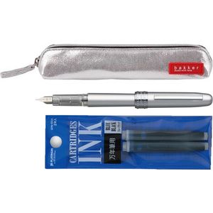 Platinum Vulpen Plaisir Shell ICE WHITE MEDIUM/0.5 - Bakker Made With Love Fair Trade Etui Zilver - Dyestuff cartridge ink (pack of 2) BLUE