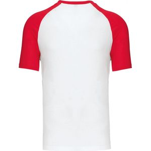 SportT-shirt Heren XXL Kariban Ronde hals Korte mouw White / Red 100% Katoen
