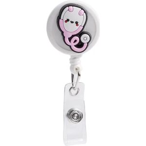 Badgehouder ""Roze stethoscoop"" - 2-pack - 2x Badgehouder met trekkoord - badgehouder met keycord - verpleegkundige cadeau - Verpleegkundige accessoires