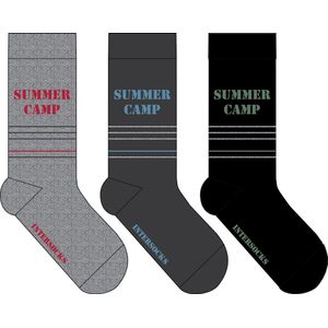 Jongens sokken - katoen 6 paar - summercamp - maat 31/34 - assortiment grijs/marine/zwart - naadloos
