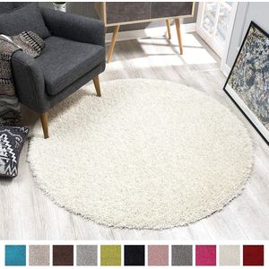 Tapijtenloods Loca Shaggy Rond Vloerkleed Creme Hoogpolig- 200 CM ROND