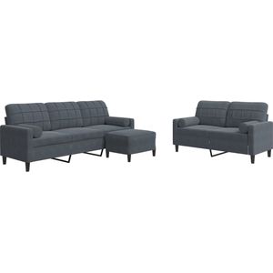 vidaXL - 3-delige - Loungeset - met - kussens - en - bolsters - fluweel - donkergrijs