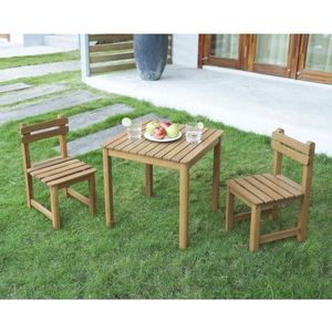 Tuinset voor kinderen - vierkante tafel 65x65cm en 2 stoelen - houten - voor kinderen