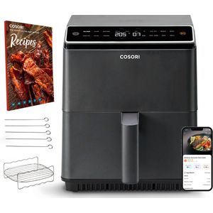 Cosori Dual Blaze Airfryer - XXL Heteluchtfriteuse 6.4 liter - 12 programma's - Boven & onderwarmte - App connectie - Antraciet