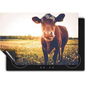 Chefcare Inductie Beschermer Koe in de Wei tijdens Zonsondergang - 78x78 cm - Afdekplaat Inductie - Kookplaat Beschermer - Inductie Mat