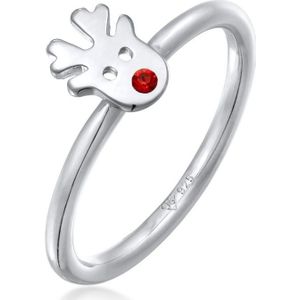 Elli Dames Ring Dames Stapel Rendier kerst met Kristal in 925 Sterling Zilver