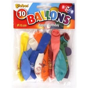 Ballonnen Hartelijk Gefeliciteerd - 10st - bonte kleuren - biologisch afbreekbaar