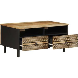 vidaXL Salontafel 80x54x40 cm massief ruw mangohout zwart - Salontafel - Salontafels - Bijzettafel - Banktafel