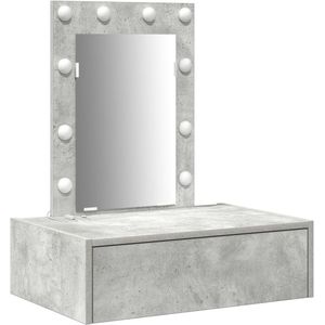 vidaXL - Wandkaptafel - met - LED-verlichting - - - Beton - Grijs