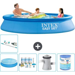 Intex Rond Opblaasbaar Easy Set Zwembad - 305 x 61 cm - Blauw - Inclusief Solarzeil - Onderhoudspakket - Zwembadfilterpomp - Filter - Stofzuiger