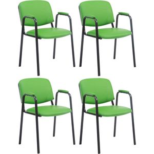 CLP Ken Pro Set van 4 Bezoekersstoelen - Kunstleer groen