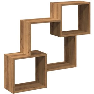 vidaXL Wandkast 78x18x71 cm - Artisanaal Eiken Wandkast - Houten Kast - Opbergkast - Zwevende Kast - Salontafel