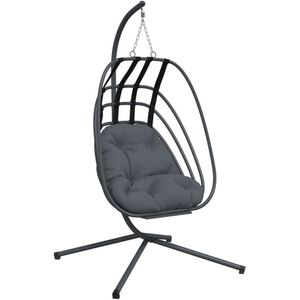 vidaXL Hangstoel met standaard - Antraciet - Staal Hangstoel - Hangstoelen - Schommelstoel - Stoelschommel