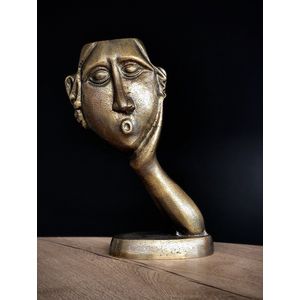 Masker goud 32 cm hoog - Metallic - Interieur - Decoratief beeld - Decoratie - Voor binnen - Cadeau - Geschenk - Verjaardag - Kerst - Nieuwjaar