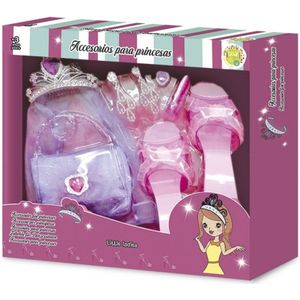 Prinsessen Accessoires Speelgoed - Tachan - Verkleedspullen Prinses - Set met Tas, Schoenen, Kroon en Sieraden - 8 Delig