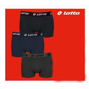 Lotto set van 3 boxers voor mannen - katoen - Zwart - grijs - blauw - Maat L 3st