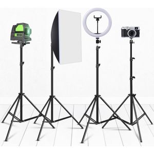 Tripod Camera Statief 2m hoog voor Fotocamera en Smartphone - Canon – Nikon - Spiegelreflexcamera + Bluetooth Remote Shutter Zwart HiCHiCO®