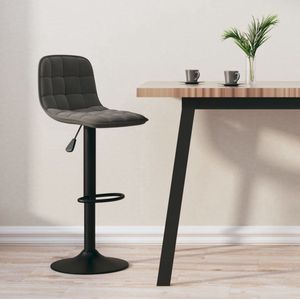The Living Store Barkruk fluweel donkergrijs - Barstoel - Velvet Stoel - Donkere Grijze Stoel - Fluweel Bank - Eetkamerstoel