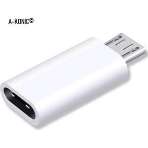 A-Konic © - verloop adapter USB-C naar Micro USB-adapter | Opzetstuk | USB C Converter to Micro-USB | Wit