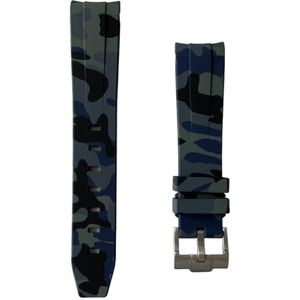 20mm Curved rubber strap Camo Dark Blue Omega x Swatch Moonswatch - Gebogen rubber horloge band